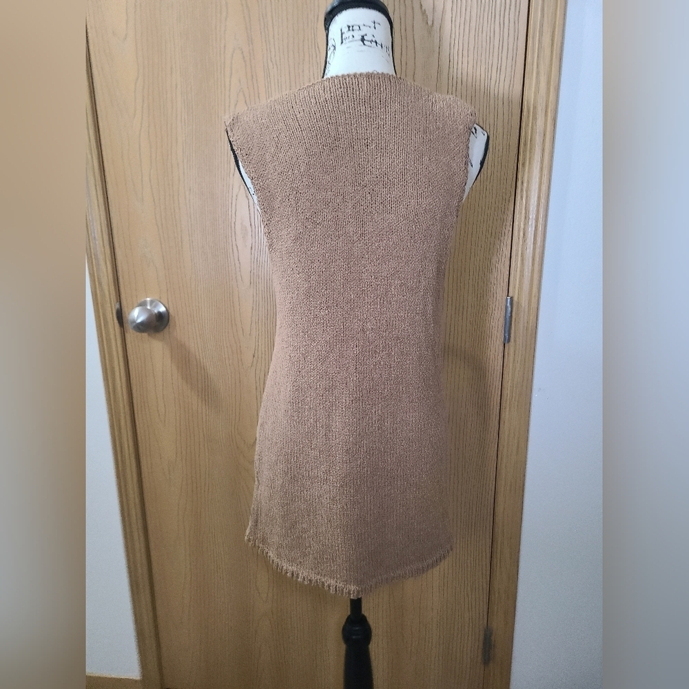 Be Cool Brown Y2k Style Grannycore Knit Sweater Tie Cardigan Vest - Picture 2 of 3